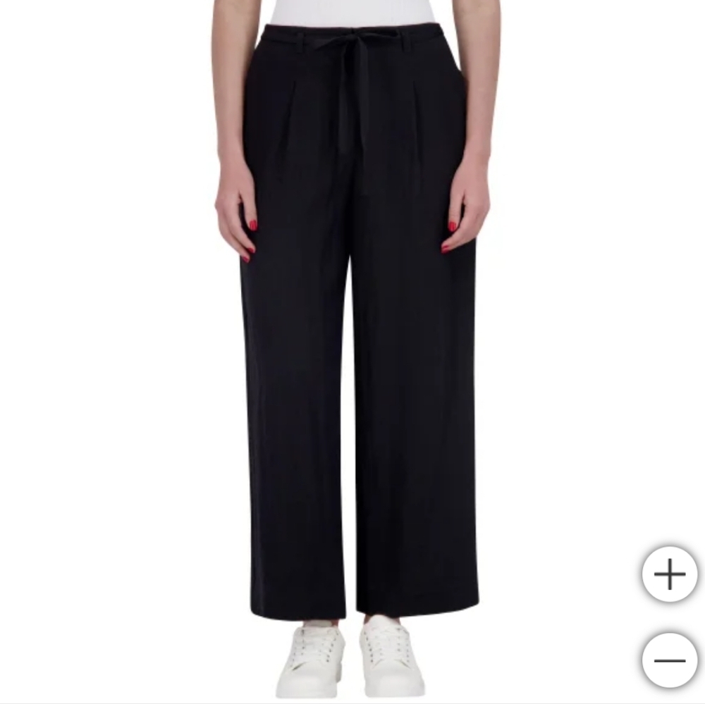 NWOT DKNY Women's Drawstring‎ Ankle Pant wide leg Black 10